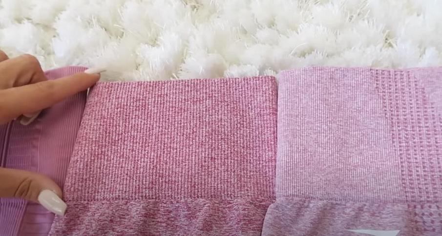 Close-up view of waistband on Gymshark leggings