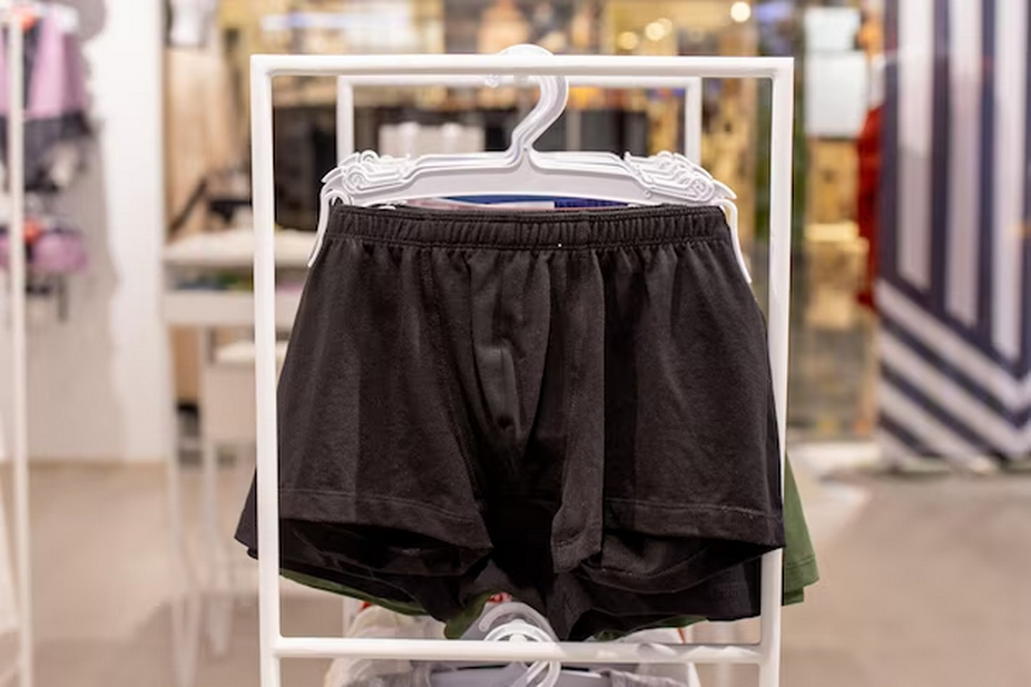 Image of shorts displayed in a store.